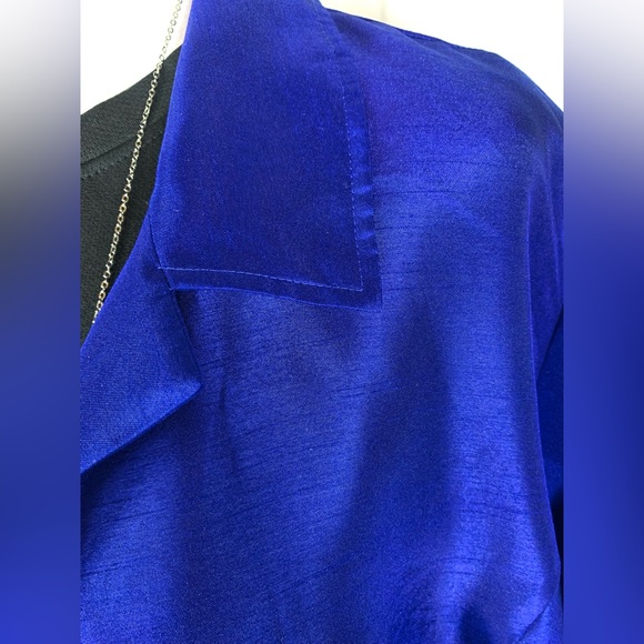 Chico’s Open Front Metallic Cobalt Blue Jacket/Blazer w/ Pockets - Picture 3 of 11